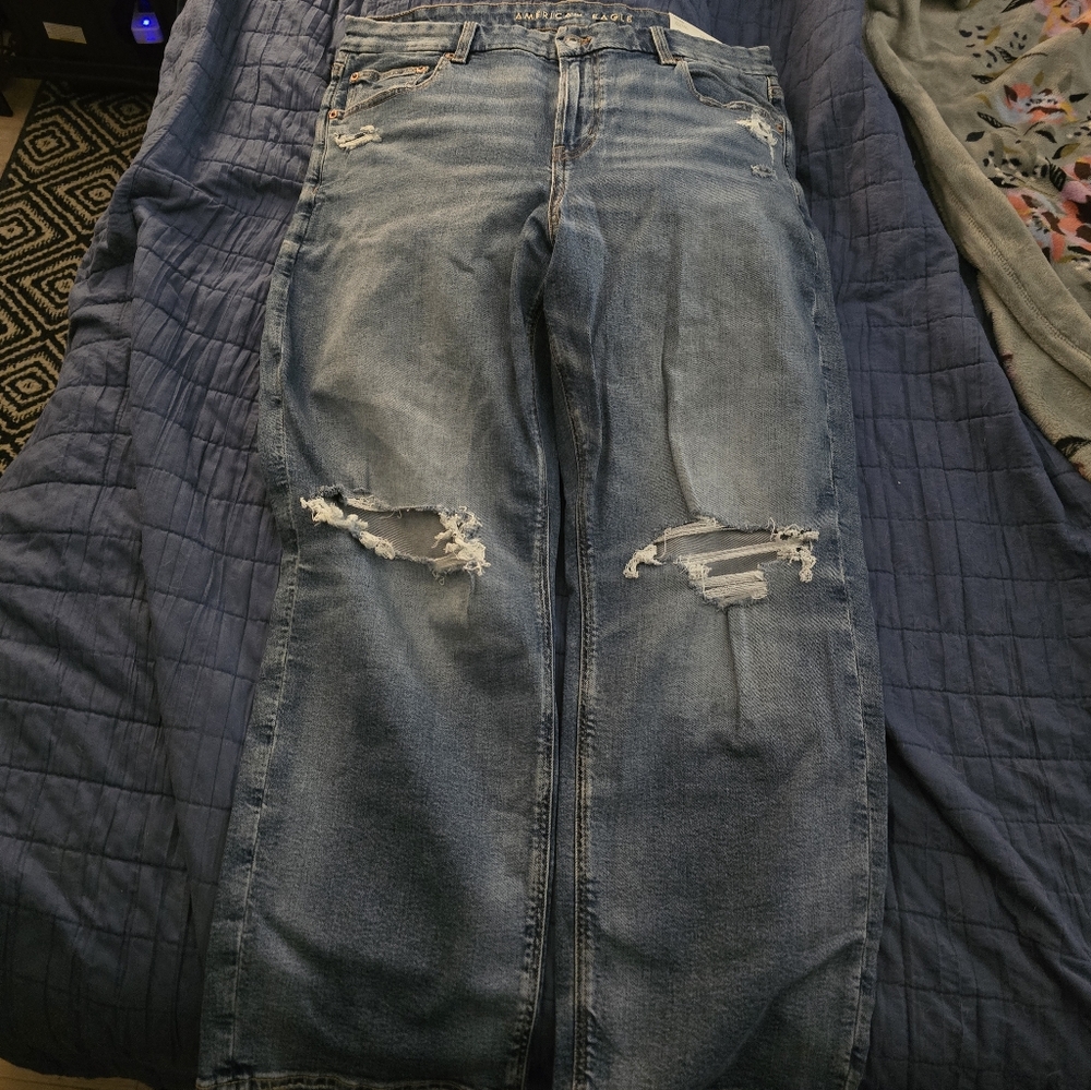 American Eagle Outfitters Light Blue Distressed Boyfriend Jeans
